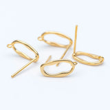 10pcs Oval Ear Posts with Open Loops for DIY Earrings