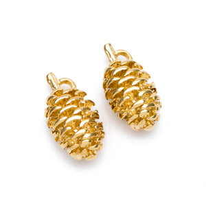 10pcs Pine Cone 3D Charms 19x9mm, Real plated Brass, For DIY Jewelry