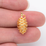 10pcs Pine Cone 3D Charms 19x9mm, Real plated Brass, For DIY Jewelry