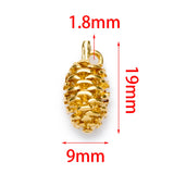 10pcs Pine Cone 3D Charms 19x9mm, Real plated Brass, For DIY Jewelry