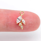 10pcs Plated Brass CZ Paved Leaf Charms, Leaf Pendants, Earring Findings