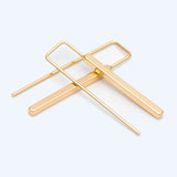 10pcs Gold Plated Brass Cube Ear Hooks 34x10mm