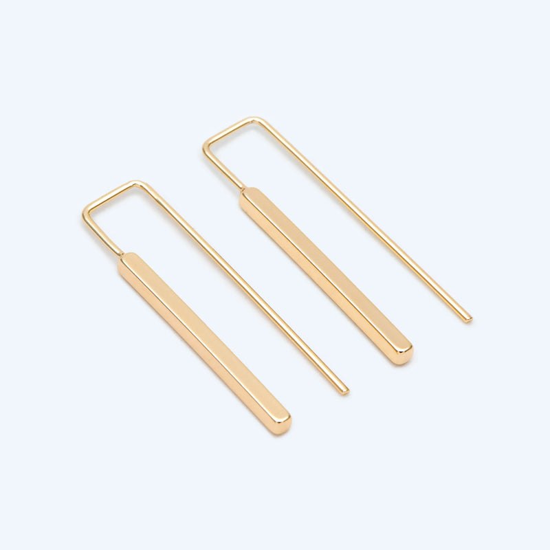 10pcs Gold Plated Brass Cube Ear Hooks 34x10mm