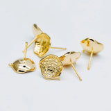 10pcs Plated Brass Flower Ear Posts 13mm with Loop
