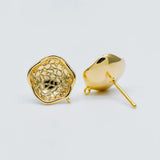 10pcs Plated Brass Flower Ear Posts 13mm with Loop
