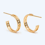 10pcs Circle Stud Earring, 16mm Posts, Plated Brass, Geometric Design
