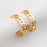 10pcs Circle Stud Earring, 16mm Posts, Plated Brass, Geometric Design