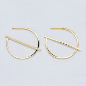 10pcs Geometric Circle Stud Earring Posts, 35mm Size, Plated Brass (GB-509)