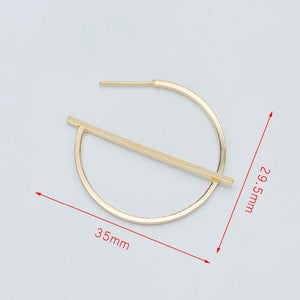 10pcs Geometric Circle Stud Earring Posts, 35mm Size, Plated Brass (GB-509)