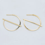 10pcs Geometric Circle Stud Earring Posts, 35mm Size, Plated Brass (GB-509)