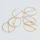 10pcs Geometric Circle Stud Earring Posts, 35mm Size, Plated Brass (GB-509)