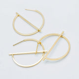 10pcs Geometric Circle Stud Earring Posts, 35mm Size, Plated Brass (GB-509)