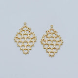 10pcs Brass Filigree Charm Pendants 29x19mm, Lead Nickel Free