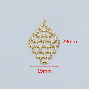 10pcs Brass Filigree Charm Pendants 29x19mm, Lead Nickel Free