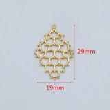 10pcs Brass Filigree Charm Pendants 29x19mm, Lead Nickel Free