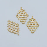 10pcs Brass Filigree Charm Pendants 29x19mm, Lead Nickel Free