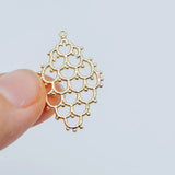 10pcs Brass Filigree Charm Pendants 29x19mm, Lead Nickel Free