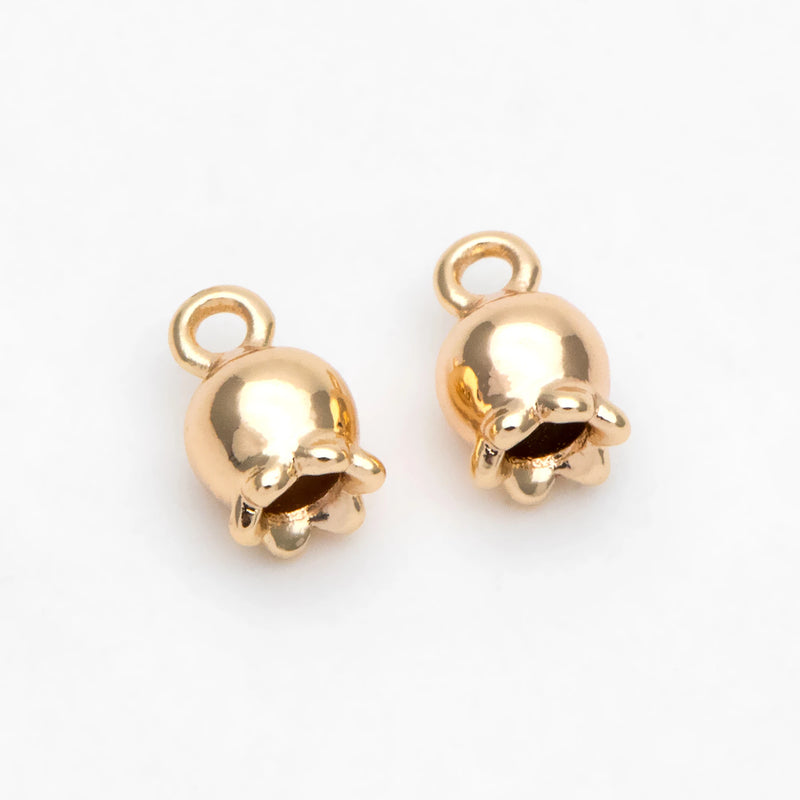 10pcs Plated Brass Flower Charm Pendants 22x19mm