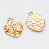 10pcs Plated Brass Butterfly Charms with CZ Paved Pendants