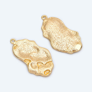 10pcs Hammered Brass Charms 25x14mm
