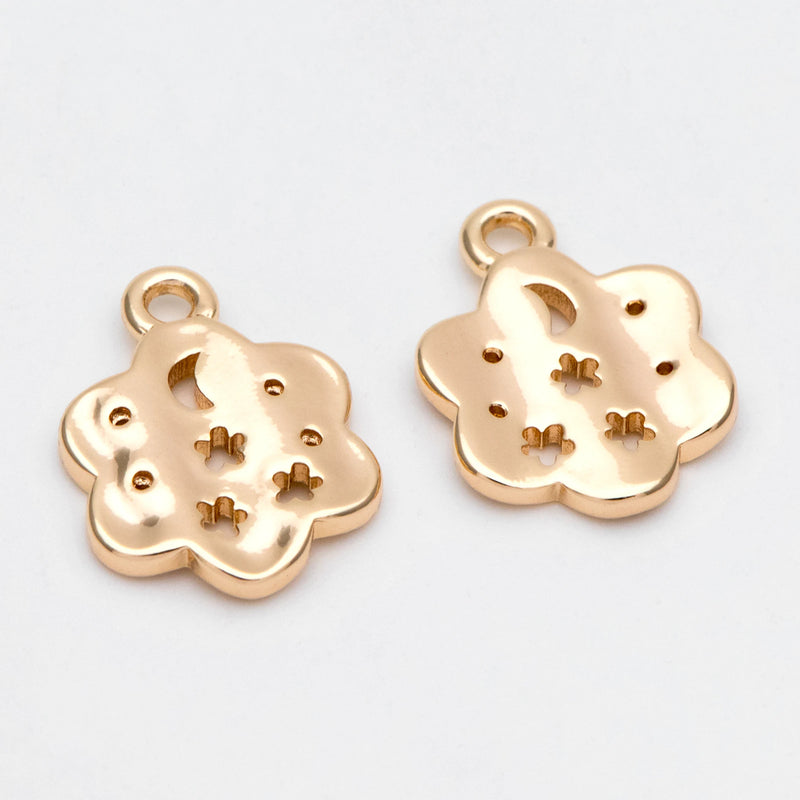 10pcs Plated Brass Moon Flower Charms for Jewelry Making