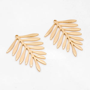 10pcs Plated Brass Leaf Charm Pendants 31x25mm