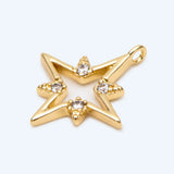 10pcs Plated Brass North Star Charms 14x12mm CZ Paved Tiny Star Pendants