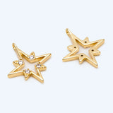 10pcs Plated Brass North Star Charms 14x12mm CZ Paved Tiny Star Pendants