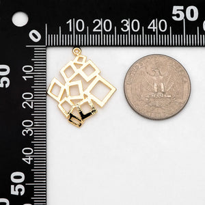 10pcs Brass Square Pendants, Geometric Charms For Jewelry Making (GB-3085)