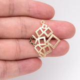 10pcs Brass Square Pendants, Geometric Charms For Jewelry Making (GB-3085)