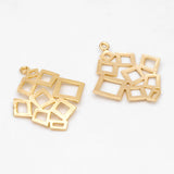 10pcs Brass Square Pendants, Geometric Charms For Jewelry Making (GB-3085)