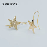 10pcs Plated Brass Star Ear Hooks 30x19mm Earwires Earring Post Components