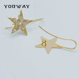 10pcs Plated Brass Star Ear Hooks 30x19mm Earwires Earring Post Components