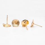 10pcs Plated Brass Textured Ear Posts, Pearl Earring Mounts, Stud Earrings