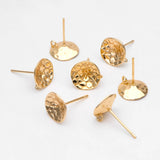 10pcs Plated Brass Textured Ear Posts, Pearl Earring Mounts, Stud Earrings