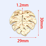 10pcs Plated Brass Monstera Leaf Charms 30mm Hammered Palm Tree Pendants