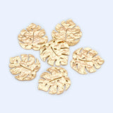 10pcs Plated Brass Monstera Leaf Charms 30mm Hammered Palm Tree Pendants