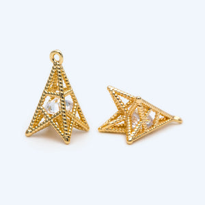 10pcs Plated Brass Tower Charm 15x8mm for DIY Jewelry Making (GB-1738)