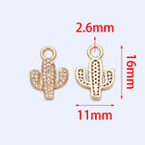 Plated CZ Micro Pave Cactus Charm,16x11mm