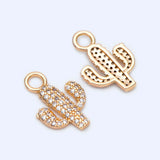Plated CZ Micro Pave Cactus Charm,16x11mm
