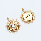 Plated CZ Paved Eye Charm Evil Eye Pendant Sun Pendants