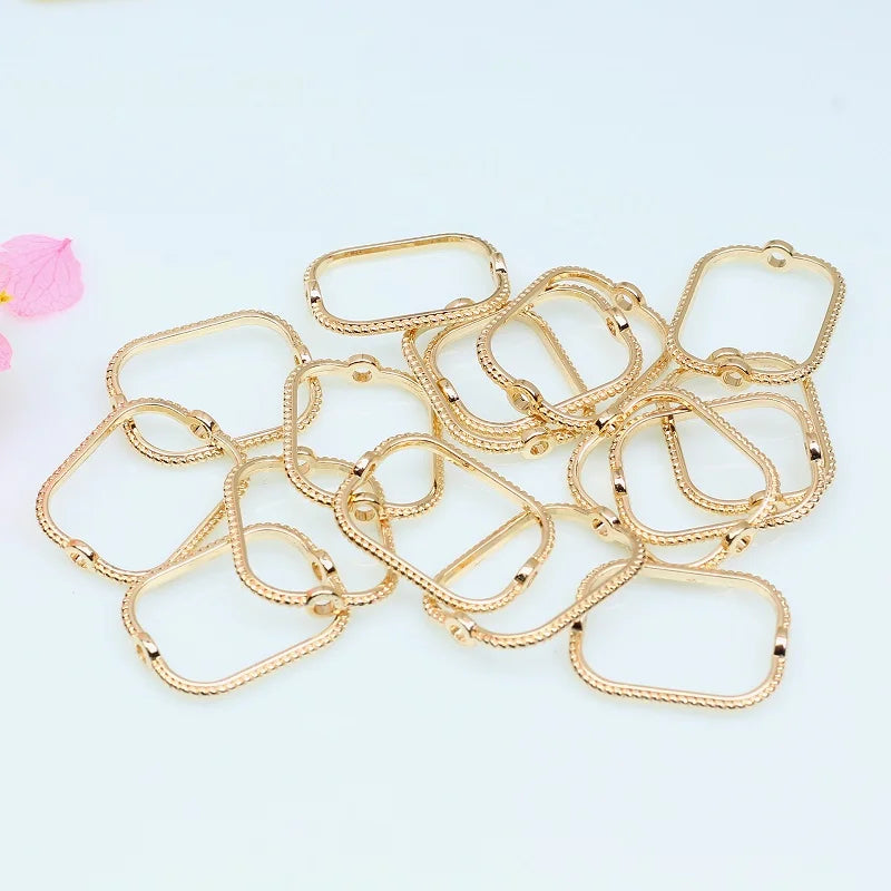 10pcs Copper Textured Bead Frame 2 Holes Spacer Cap DIY Jewelry Making