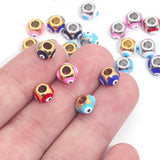 10pcs Enamel Eyes Spacer Beads Charms Stainless Steel DIY Jewelry Making