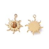 10pcs Sun Charms with Stone Beads Stainless Steel Pendant for DIY Jewelry