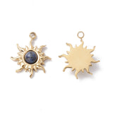 10pcs Sun Charms with Stone Beads Stainless Steel Pendant for DIY Jewelry