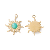 10pcs Sun Charms with Stone Beads Stainless Steel Pendant for DIY Jewelry