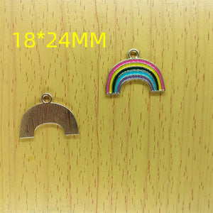 10pcs Rainbow Enamel Charm Metal Colorful Pendant DIY Jewelry Making