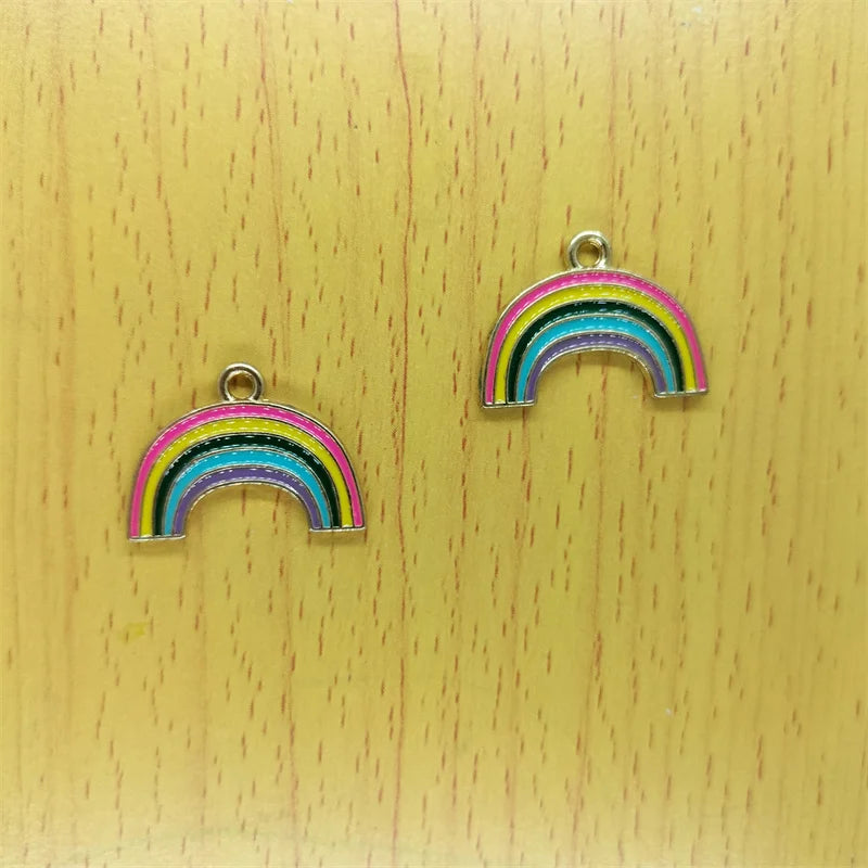 10pcs Rainbow Enamel Charm Metal Colorful Pendant DIY Jewelry Making