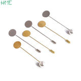 10pcs Rhodium Pearl Alloy Brooch Pin Base Blank Tray DIY Accessory