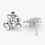 10pcs Floral Stud Earring Posts, 14mm with Loop (GB-956)